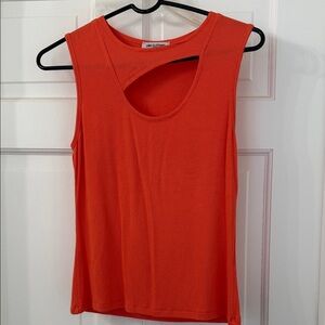 LNA Orange Ribbed Tank with Front Cutout